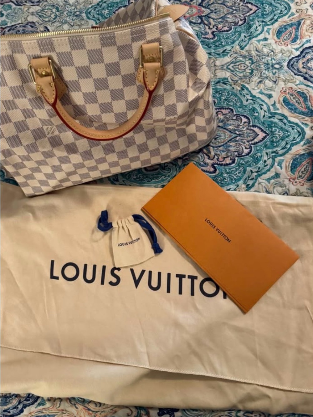 NWT LOUIS VUITTON Speedy 35 Damier Azur